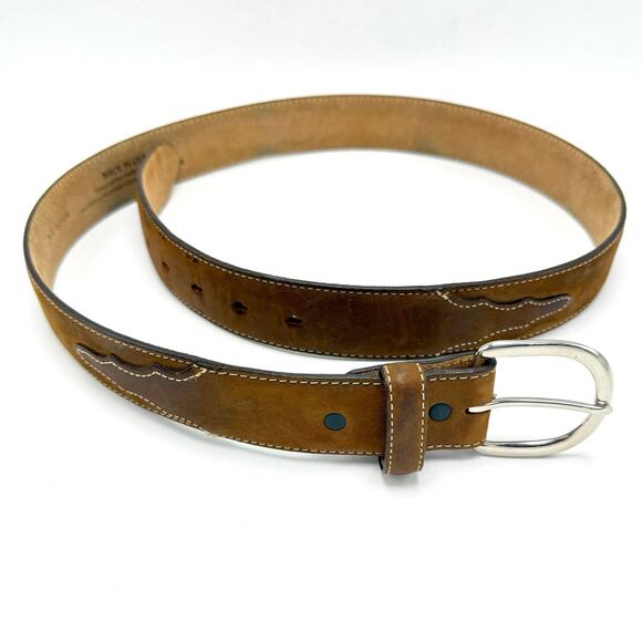 Silver Creek Classic Western Belt 38 Brown Leather Detail Stitch 53709 Cowboy - Picture 1 of 10